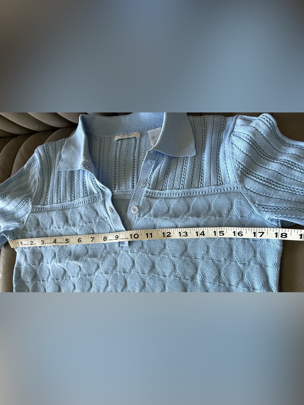 Lizgolf,Liz Claiborne Knit Pale Blue Short-Sleeve Knit Polo Sz S,94% Cotton - Picture 8 of 9
